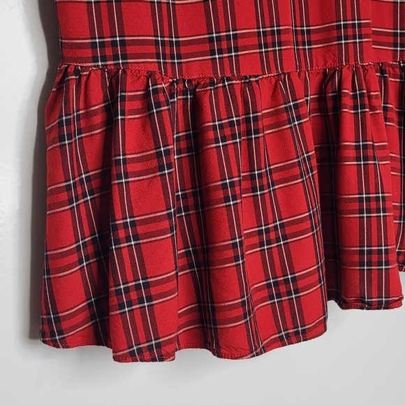 MADEWELL Red Plaid Ruffled Top. Button up. Ladies Size Medium. - Picture 10 of 15